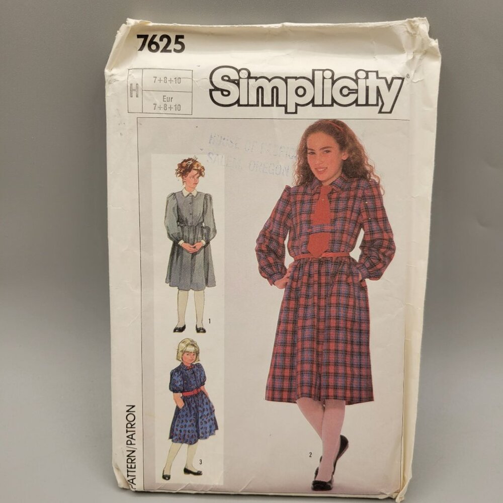 Simplicity Girls Dress 7625 Size 7 8 10 UNCUT Loose Fit
